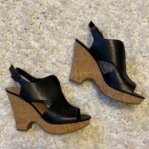 Franco Sarto Black Wedges, Womens 9
